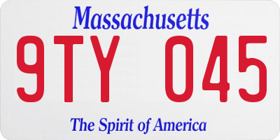 MA license plate 9TY045