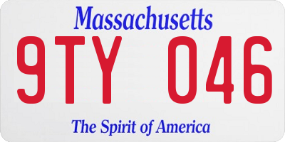 MA license plate 9TY046