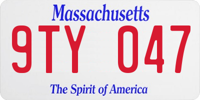 MA license plate 9TY047
