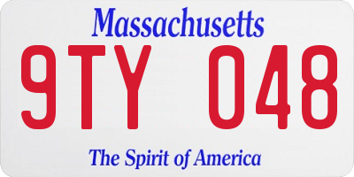 MA license plate 9TY048