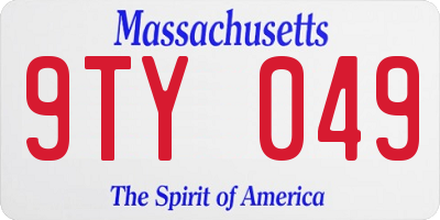 MA license plate 9TY049