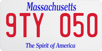 MA license plate 9TY050