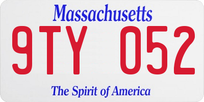 MA license plate 9TY052