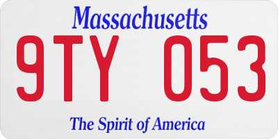 MA license plate 9TY053