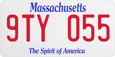 MA license plate 9TY055