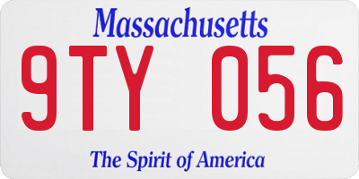 MA license plate 9TY056