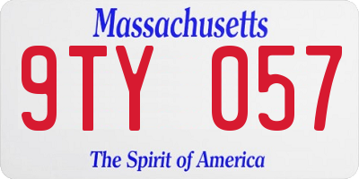 MA license plate 9TY057