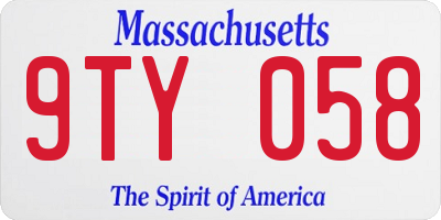 MA license plate 9TY058