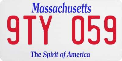MA license plate 9TY059