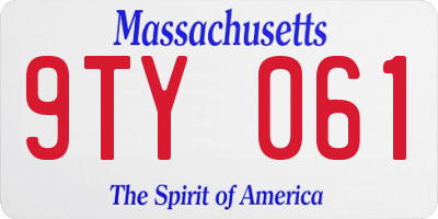 MA license plate 9TY061