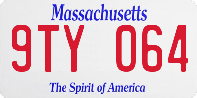 MA license plate 9TY064