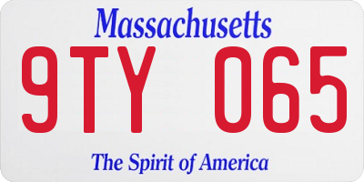 MA license plate 9TY065
