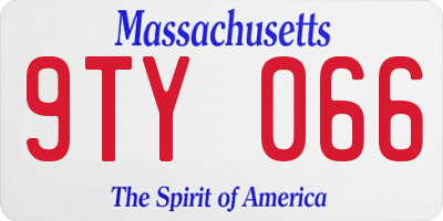 MA license plate 9TY066