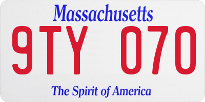 MA license plate 9TY070