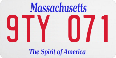 MA license plate 9TY071