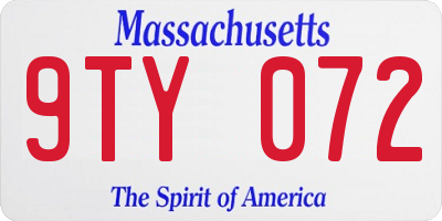 MA license plate 9TY072
