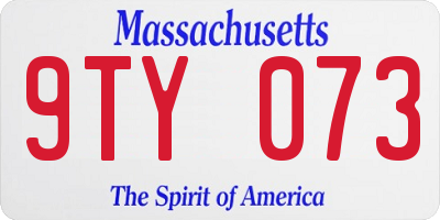 MA license plate 9TY073