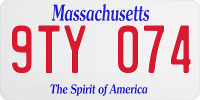MA license plate 9TY074