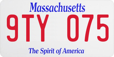 MA license plate 9TY075