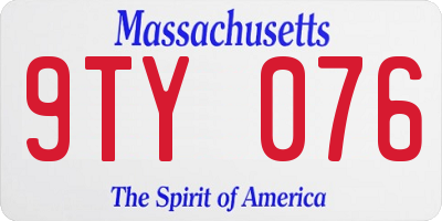 MA license plate 9TY076