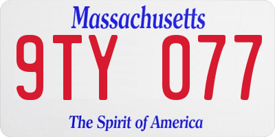 MA license plate 9TY077