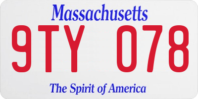 MA license plate 9TY078