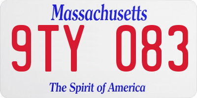 MA license plate 9TY083