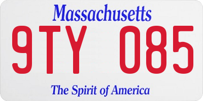 MA license plate 9TY085