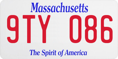 MA license plate 9TY086
