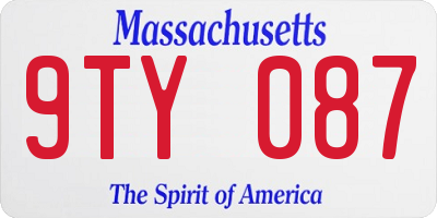 MA license plate 9TY087