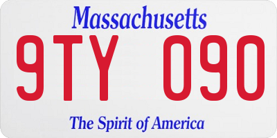 MA license plate 9TY090