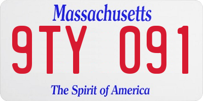 MA license plate 9TY091