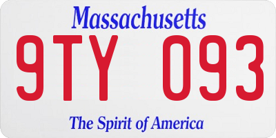 MA license plate 9TY093