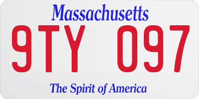MA license plate 9TY097
