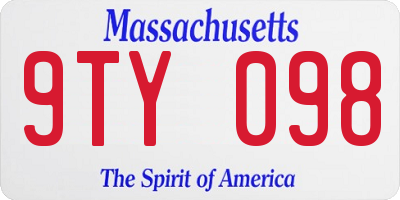 MA license plate 9TY098
