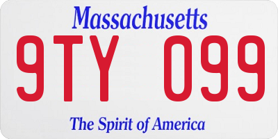 MA license plate 9TY099