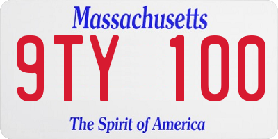 MA license plate 9TY100