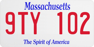 MA license plate 9TY102