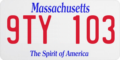 MA license plate 9TY103