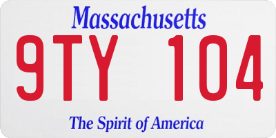 MA license plate 9TY104