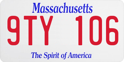 MA license plate 9TY106