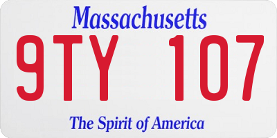 MA license plate 9TY107