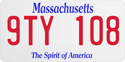 MA license plate 9TY108