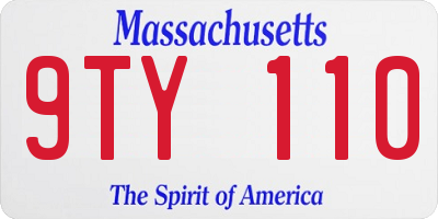 MA license plate 9TY110