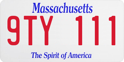 MA license plate 9TY111
