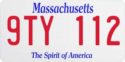 MA license plate 9TY112