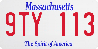 MA license plate 9TY113