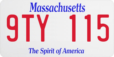 MA license plate 9TY115