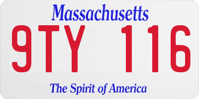 MA license plate 9TY116