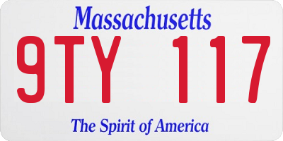 MA license plate 9TY117